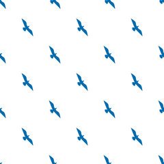 vector seamless bird pattern, white and blue colors