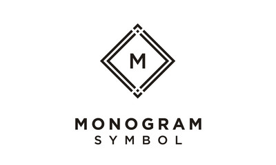 Initial Monogram simple Art Deco Luxury Vintage Square Frame Border logo design inspiration