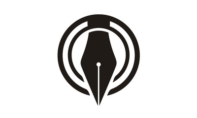Circular Pen Symbol  Logo design for Journalist Writer Notary Blog School Office Business