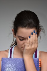 Fototapeta premium Young Colombian Girl Student And Depression
