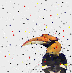 Abstract of Low poly hornbill bird with point connecting network,animal geometric concept,vector. © Sarun