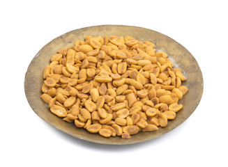 Indian Traditional Snack Food Masala Peanuts Also Know as Masala Sing Masala Shing or Spicy Peanuts Coated with Spices isolated on white background