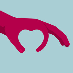 OK hand sign, thumb and forefinger form a heart symbol.