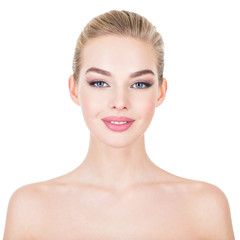 Fototapeta premium Young beautiful woman with health skin of a face.