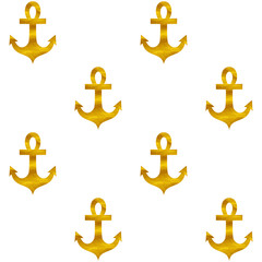 Vector seamless pattern with golden anchors. Bright fashion texture. Golden shining background.