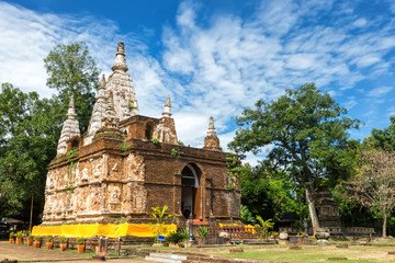 Wat Chet Yot, seven pagoda temple A tourist attraction in Chiang Mai, Thailand.