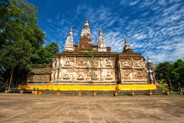 Wat Chet Yot, seven pagoda temple A tourist attraction in Chiang Mai, Thailand.