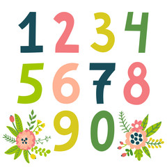Set of vector colorful numbers. All elements are isolated on white.