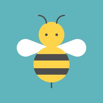 bee, bumble bee flat icon vector