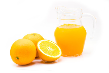 Glass of orange juice isolated on white background