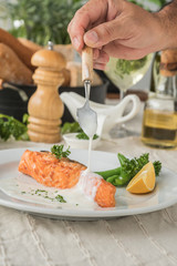 Salmon fish fillet grilled steak