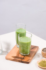 Homemade Hot Matcha Latte Tea with Milk