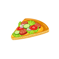 Pizza slice isolated on white background. Fast Food. Vector Icon.
