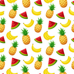 Seamless pattern with fruits. Colorful vector illustration.