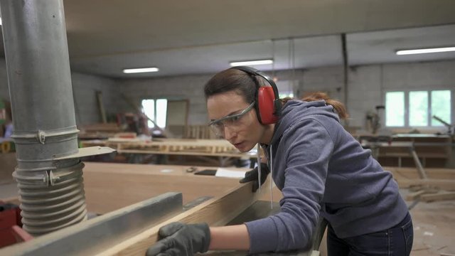 Woman in professional training, wood industry