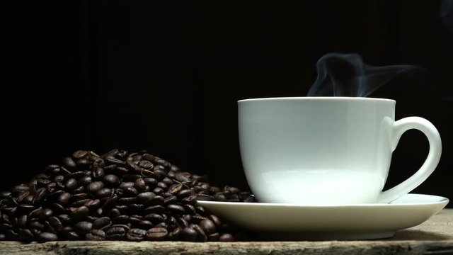 Coffee bean with smoke