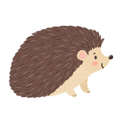 Vector illustration of smiling hedgehog. Isolated on white. Cute cartoon character.