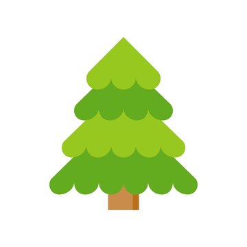 green pine tree, spring and summer flat icon
