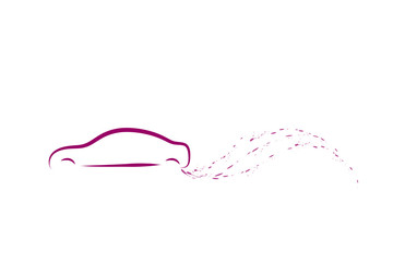 Vector illustration of a pink car on white background.