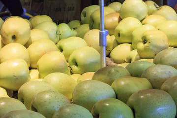 Beautiful apples at the supermarket, fresh fruit and full of color 