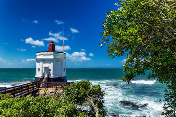 Small lighthouse at Stirling point, Bluff, New Zealand