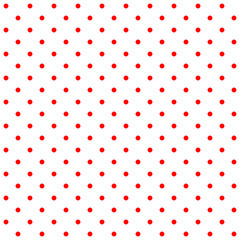 Red on white retro design polka dots background, seamless square tile