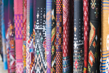 silk and cotton fabric Thailand's tailoring style,selective focus