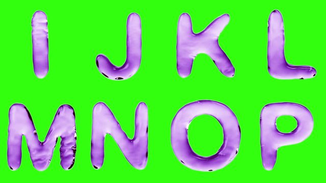 Alphabet from water isolated on a green background.