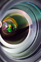 Macro photo of lens. Optic closeup