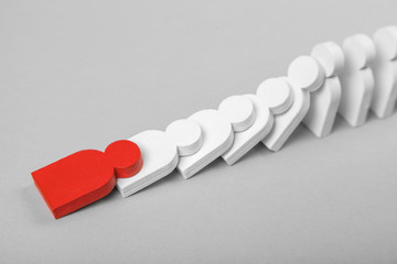 Concept of domino effect in business. The fall of the crumbling business starts with one bad...