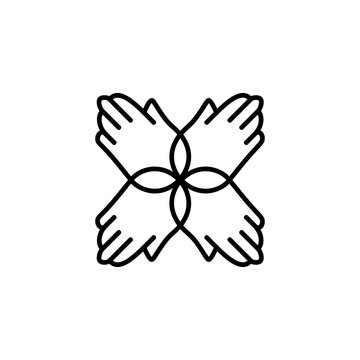 Handmade symbol. Hands. Element for yoga studio design, crafts, artels.