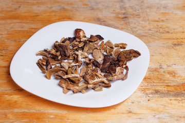 Dried mushrooms on a plate