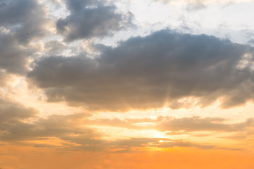 Fototapeta na wymiar Scenic orange sunset sky background