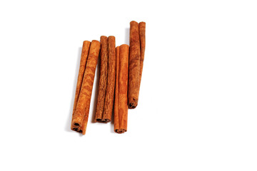 Cinnamon sticks on white background