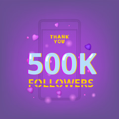 500K Followers thank you banner. Vector illustration.