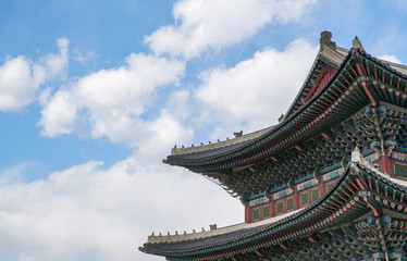 Gyeongbokgung palace roof with sky and cloud