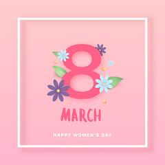 8 March banner. Happy women's day. Vector Illustration.