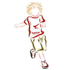 A fast running or dancing baby in colorful clothes