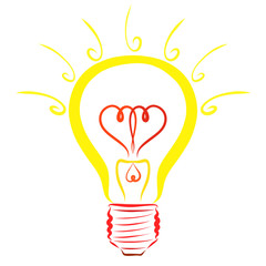 Luminous light bulb with hearts inside