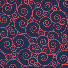 RedSpiralonBlueBackgroundRepeatingPattern_stock