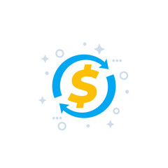 cash back, money refund and exchange vector icon