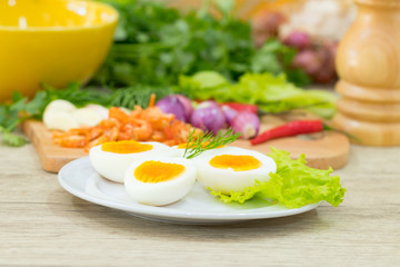 Boiled egg  with .ingredient of Thai chilli sauce
