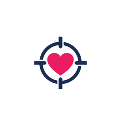 dating app vector logo, love search, heart and crosshair