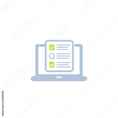 Online Survey Form In Laptop Icon On White Stock Image And Royalty - 
