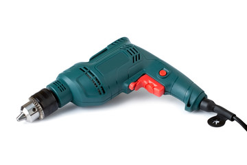Electric drill on white