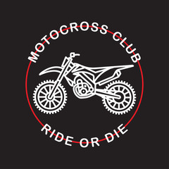 Fototapeta na wymiar Motocross club. Hipster logotype. Vector. Isolated