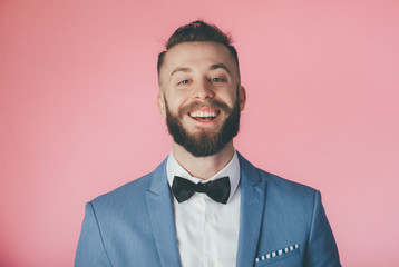 Hipster man on studio  portraits set