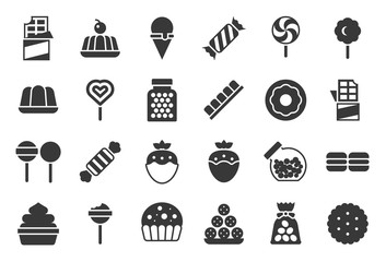 Sweets and candy icon set 1/2, solid design