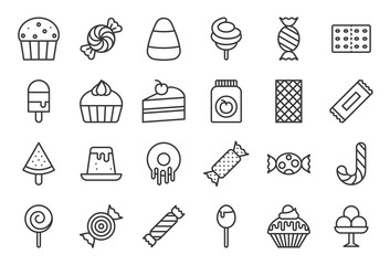 Sweets and candy icon set 2/2, line icon set - 203648472