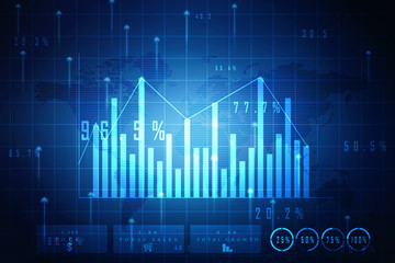 2d rendering Stock market online business concept. business Graph 
